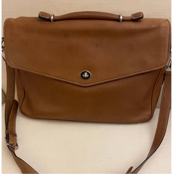 COACH Lexington Tan Leather Laptop Large Work Bag - Picture 1 of 12